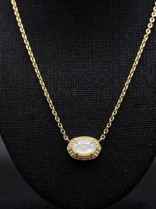 Kendra Scott Jewelry - Kendra Scott Emilie Beaded Frame Pendant Necklace in White Mother-of-Pearl 1544
